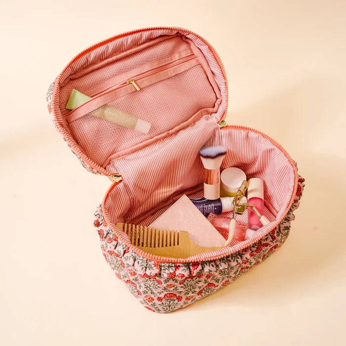 THE DARLING EFFECT - Everbloom Dusty Rose Glam & Go Quilted Cosmetic Bag