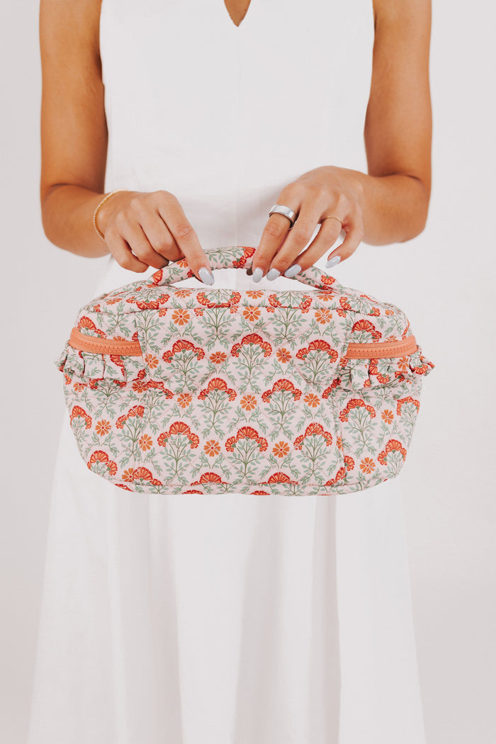 THE DARLING EFFECT - Everbloom Dusty Rose Glam & Go Quilted Cosmetic Bag