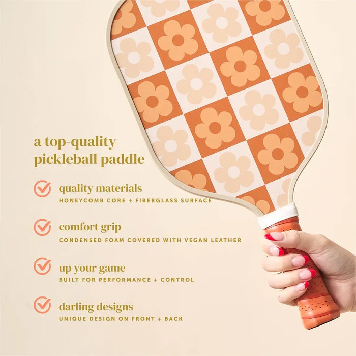 THE DARLING EFFECT - Flower Check Brown Pickleball Paddle