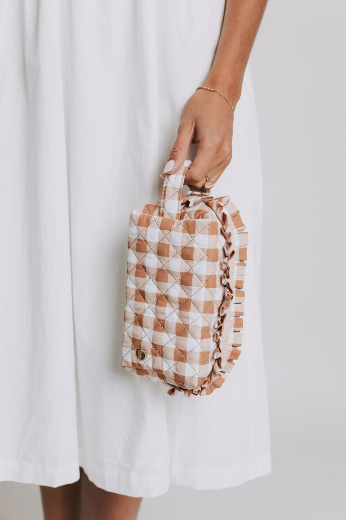 THE DARLING EFFECT - Maple Gingham Essential Quilted Cosmetic Pouch