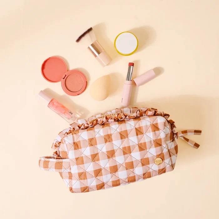 THE DARLING EFFECT - Maple Gingham Essential Quilted Cosmetic Pouch