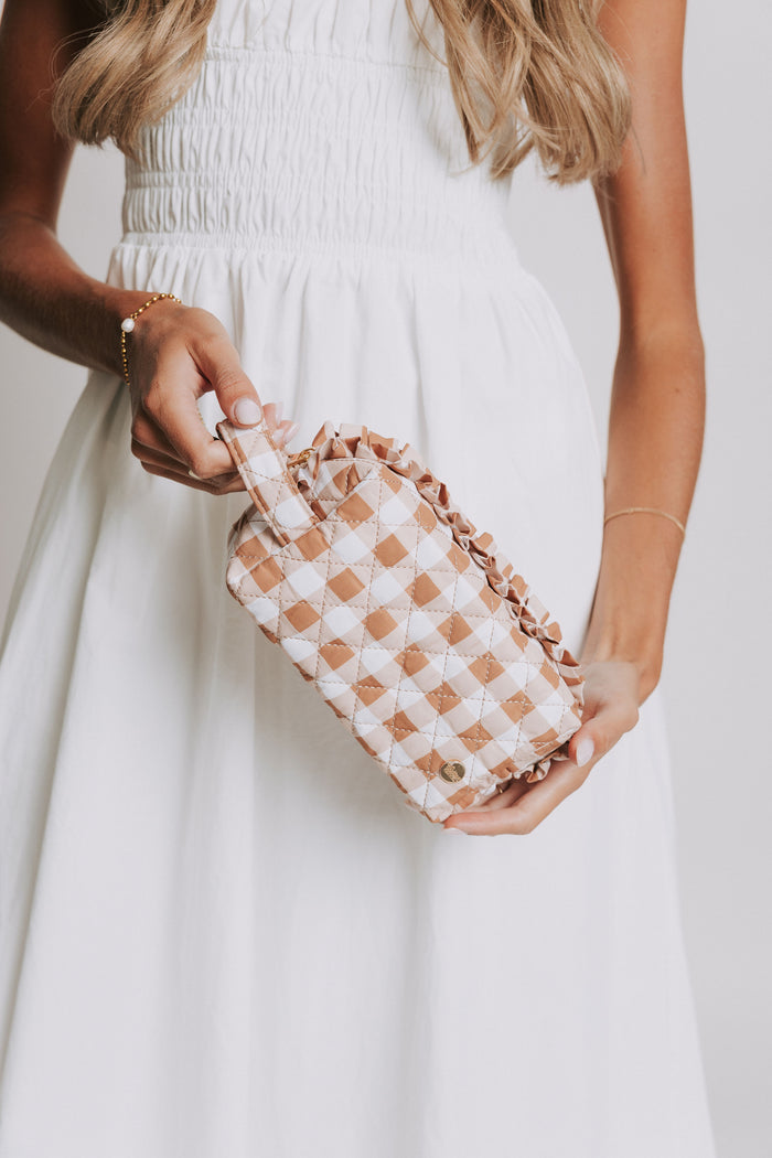 THE DARLING EFFECT - Maple Gingham Essential Quilted Cosmetic Pouch