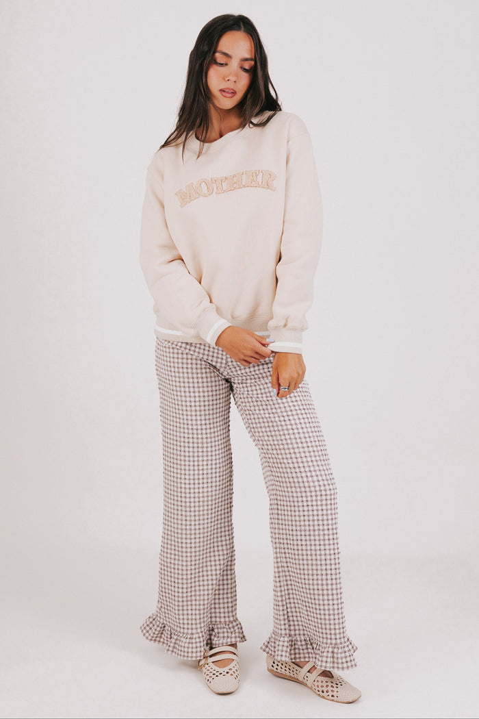 tan sweatshirt with mother printed full