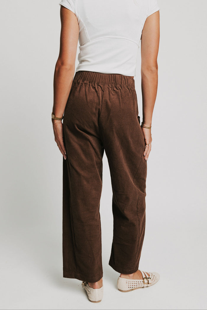 brown wide leg corduroy pants back