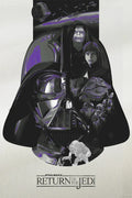 A lithograph featuring characters and scenes from 'The Return of the Jedi' with a black background, numbered edition marker, and a watermark with the title 'RETURN JEDI'.