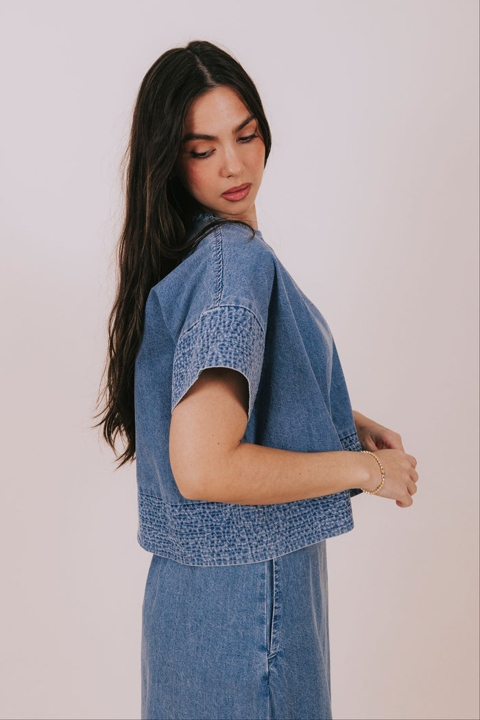 textured denim top side