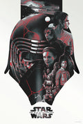 Hand-numbered pearlescent lithograph poster featuring characters from Star Wars: The Rise of Skywalker, with a focus on Kylo Ren's mask.