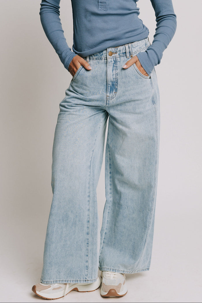 light wash high waisted wide leg jeans