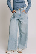 light wash high waisted wide leg jeans
