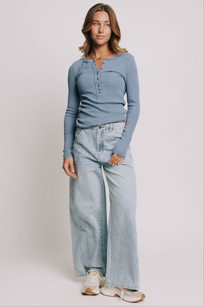 light wash high waisted wide leg jeans full