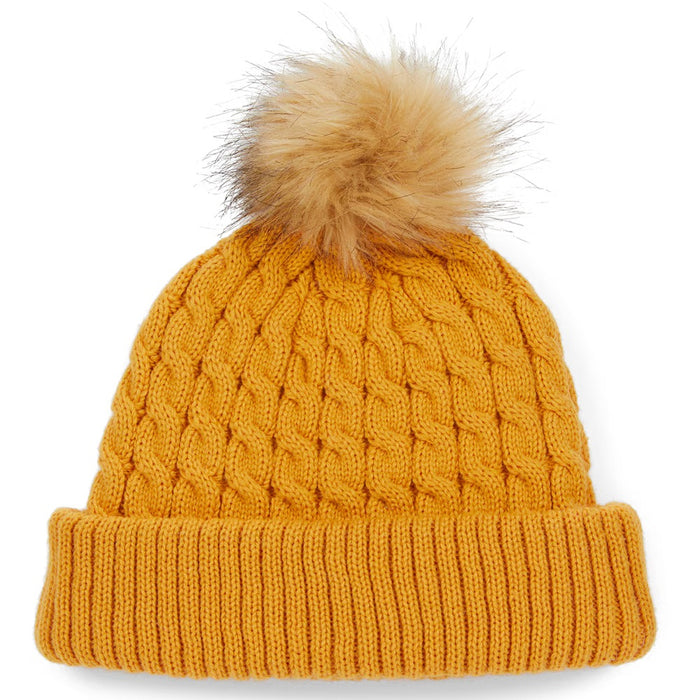 Titleist Cable Knit Pom Pom Golf Beanie Marigold/White - FW24