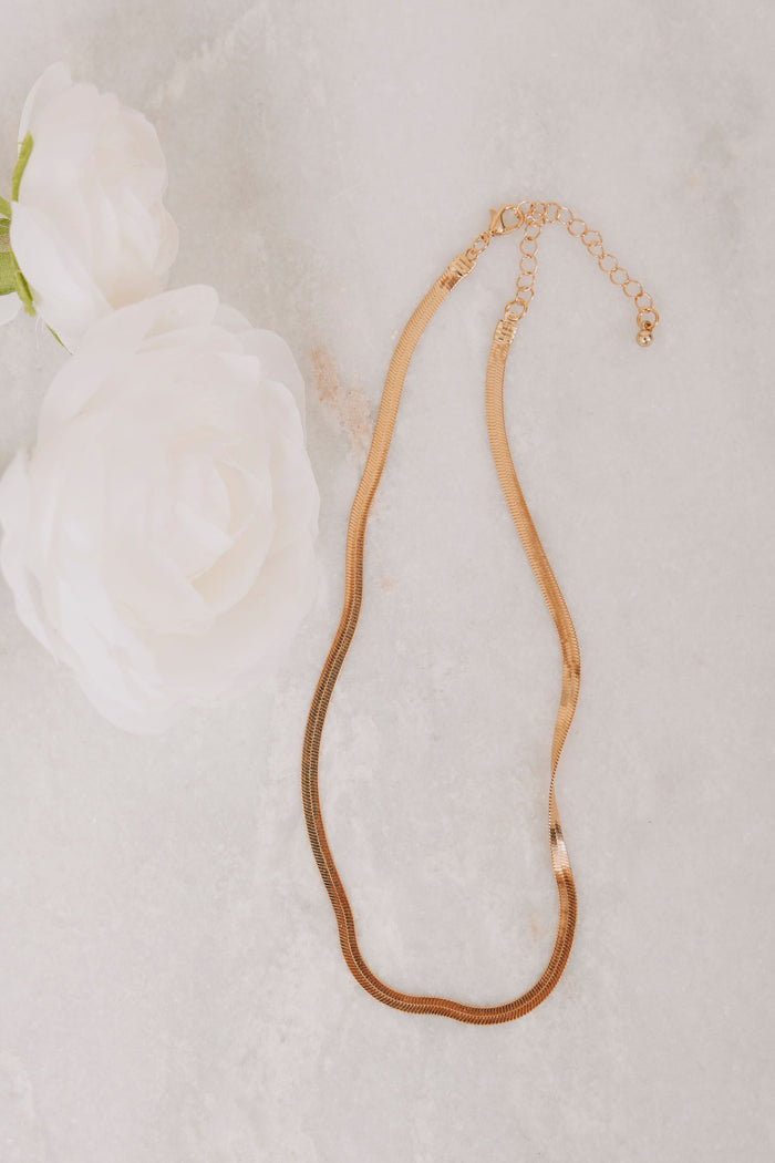 herringbone gold chain front