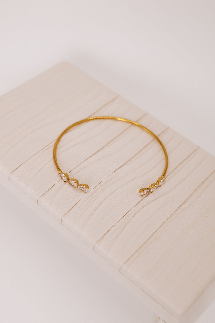 open cuff bracelet with stone details
