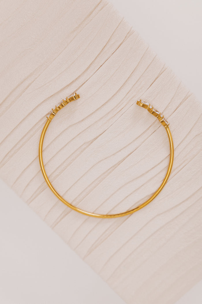 open cuff bracelet with stone details