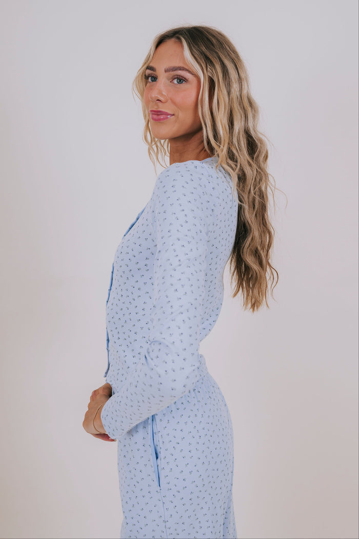blue dainty floral lounge top side