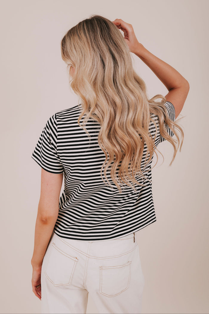black horizontal stripe tee back