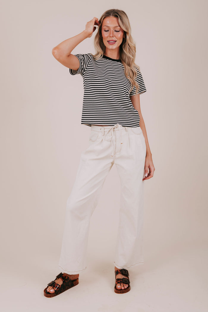 black horizontal stripe tee full