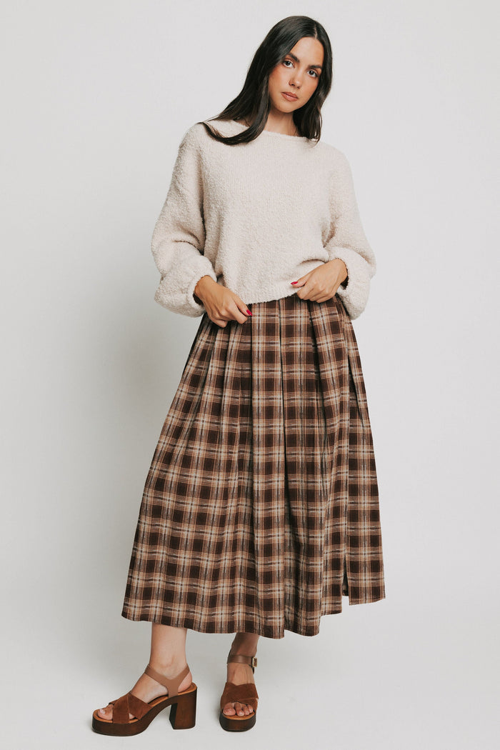 cream sweater with lantern sleeves