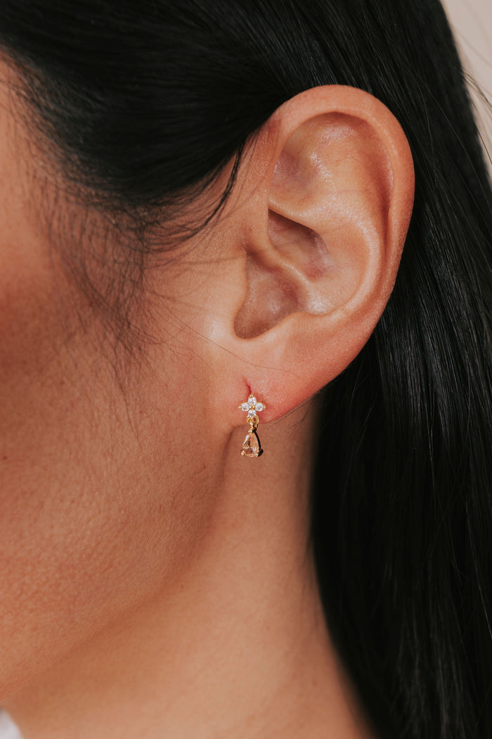 gold rhinestone dangle stud earring 2