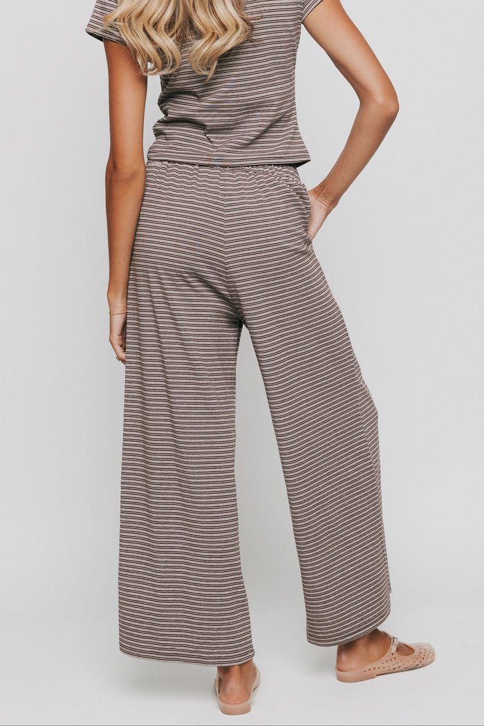 brown striped lounge pants back