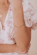 gold mesh chain circle pendant bracelet