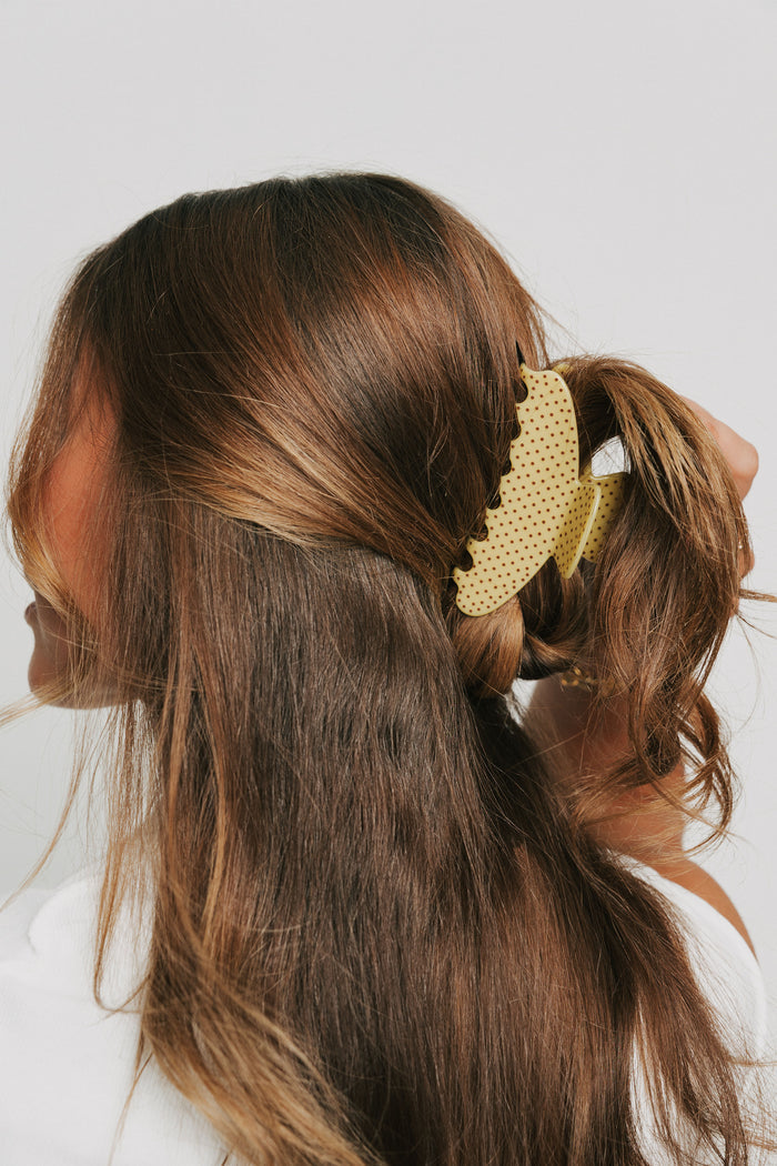 yellow polka dot claw clip