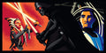 A limited edition Star Wars themed art print featuring characters from the series, including a depiction of Ahsoka Tano and Darth Vader.