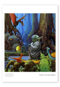 Fine-art giclée print featuring Yoda on Dagobah from Star Wars: The Empire Strikes Back, with a numbered edition and size indication.
